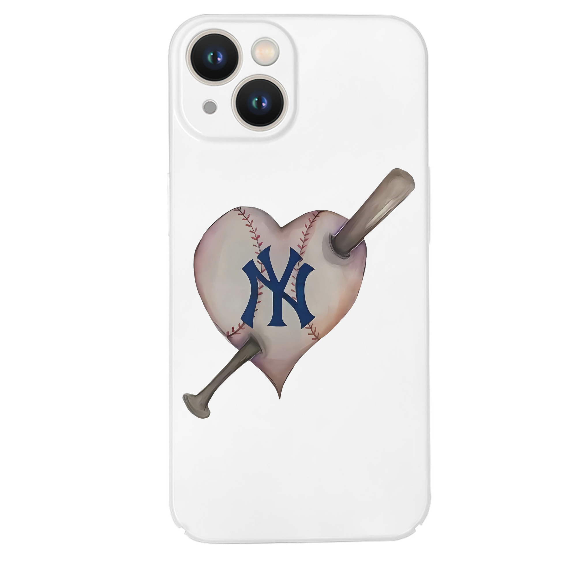New York Yankees Heart IPhone 14 Series Full-Cover Hard Case – Shockproof With Raised Camera Protection – Precise Cutouts, Wireless Charging Compatible – Durable, Anti-Yellowing, Easy To Clean